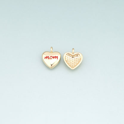 18K Gold Filled Enamel Heart Pendant,Minimalist Heart Charm Bracelet Necklace for DIY Jewelry Making Supply
