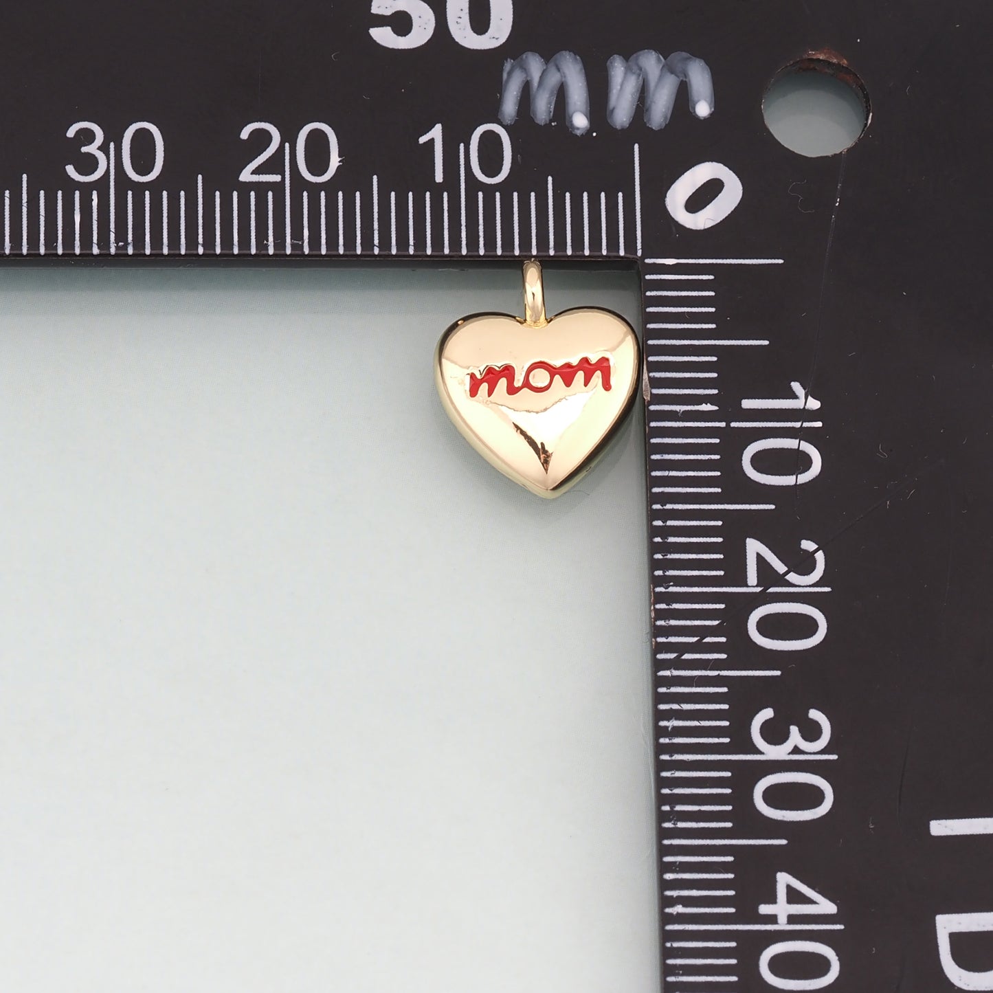 18K Gold Filled Enamel Heart Pendant,Minimalist Heart Charm Bracelet Necklace for DIY Jewelry Making Supply