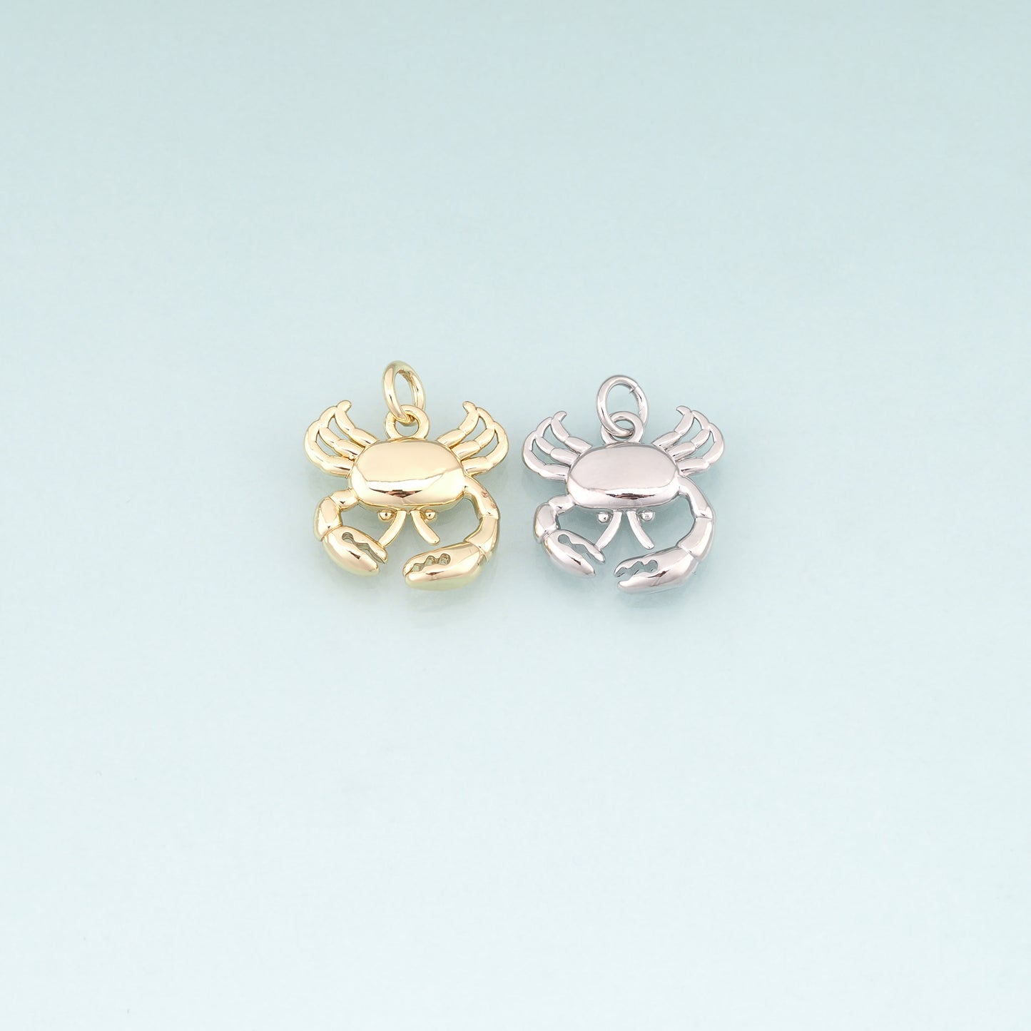 18K Gold Filled Crab Pendant,Minimalist Crab Charm Bracelet Necklace for DIY Jewelry Making Supply