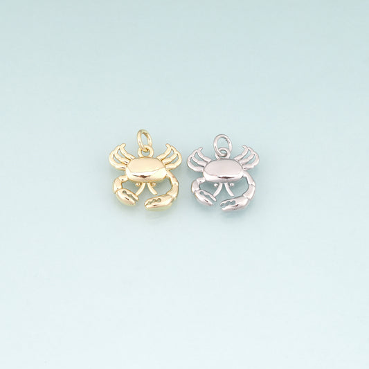 18K Gold Filled Crab Pendant,Minimalist Crab Charm Bracelet Necklace for DIY Jewelry Making Supply