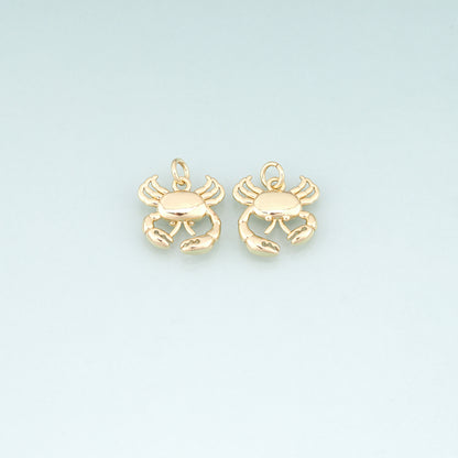 18K Gold Filled Crab Pendant,Minimalist Crab Charm Bracelet Necklace for DIY Jewelry Making Supply