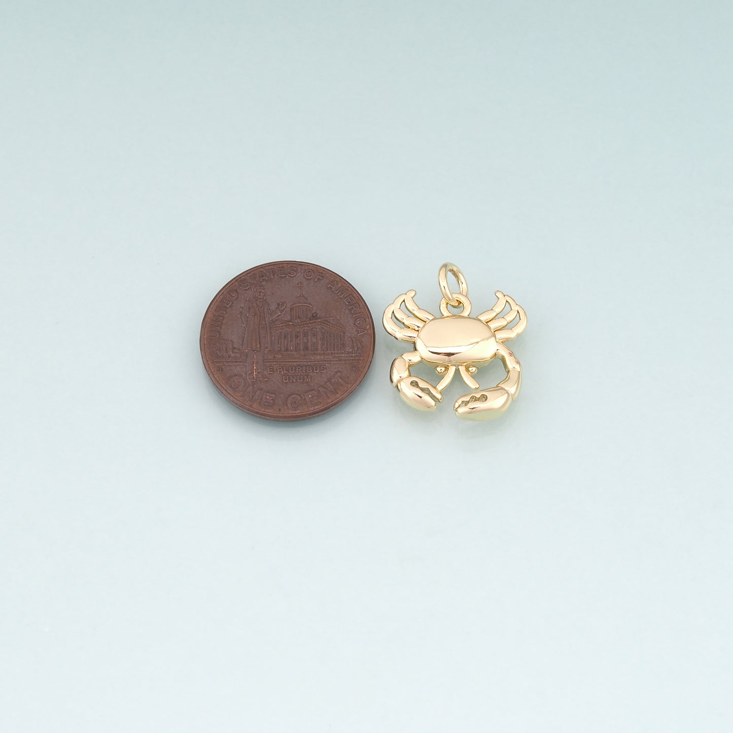 18K Gold Filled Crab Pendant,Minimalist Crab Charm Bracelet Necklace for DIY Jewelry Making Supply