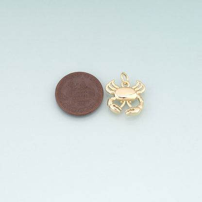 18K Gold Filled Crab Pendant,Minimalist Crab Charm Bracelet Necklace for DIY Jewelry Making Supply