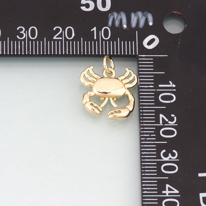 18K Gold Filled Crab Pendant,Minimalist Crab Charm Bracelet Necklace for DIY Jewelry Making Supply