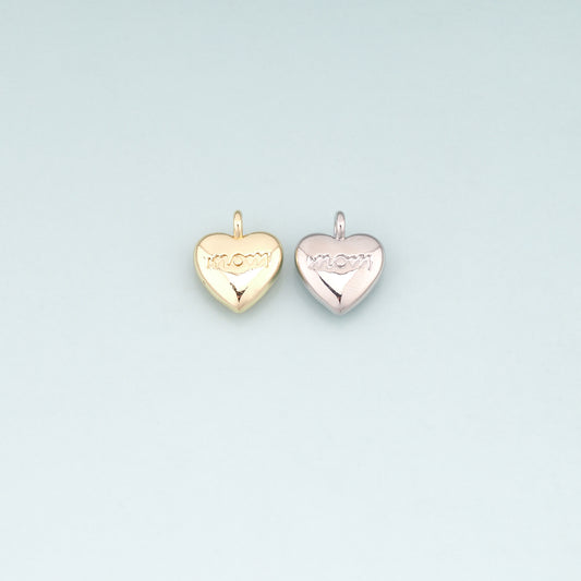 18K Gold Filled Heart Pendant,Minimalist Heart Charm Bracelet Necklace for DIY Jewelry Making Supply