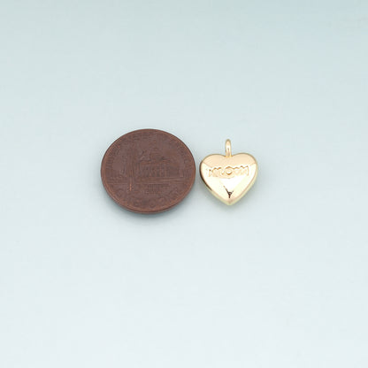 18K Gold Filled Heart Pendant,Minimalist Heart Charm Bracelet Necklace for DIY Jewelry Making Supply
