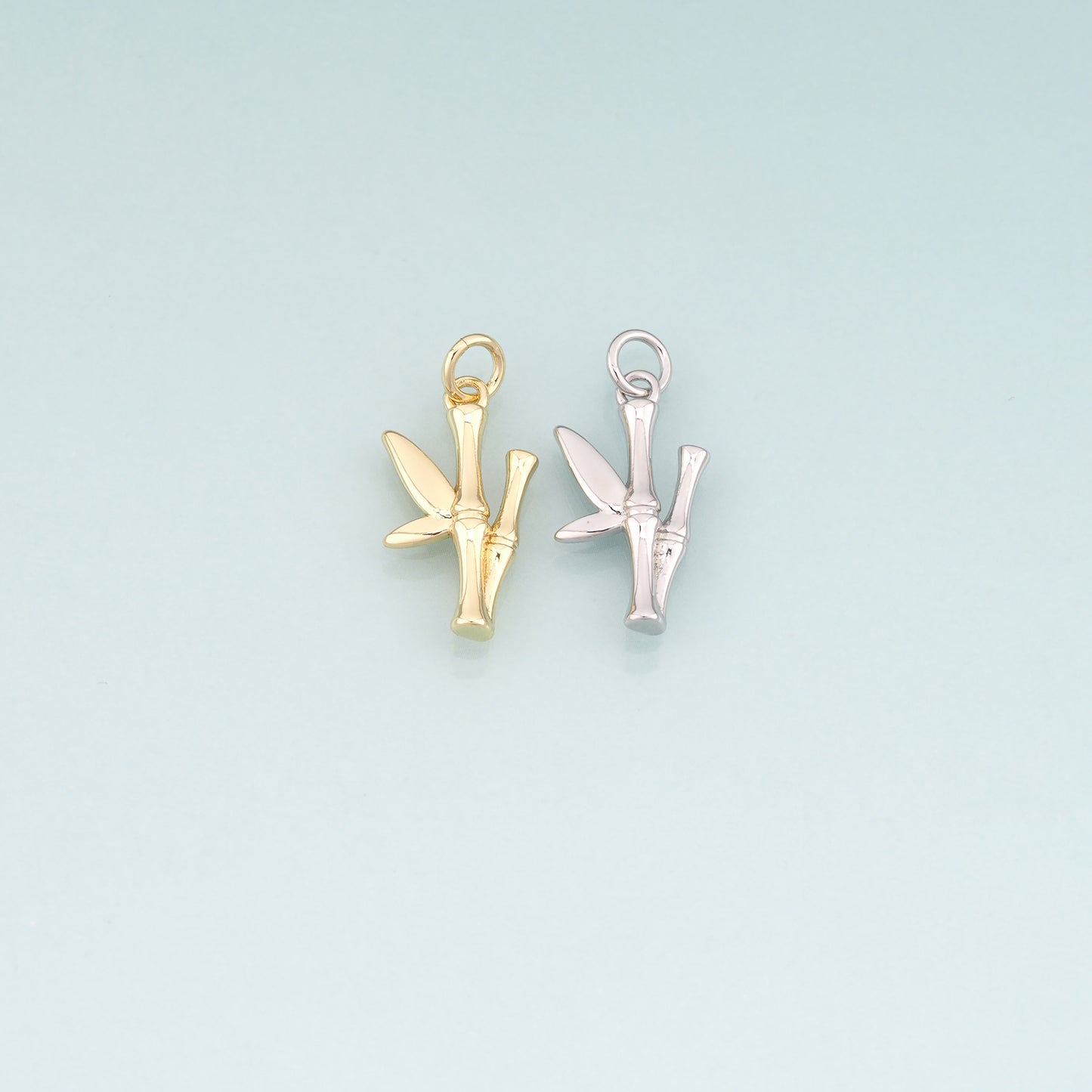 18K Gold Filled Bamboo Pendant,Plant Charm Bracelet Necklace for DIY Jewelry Making Supply