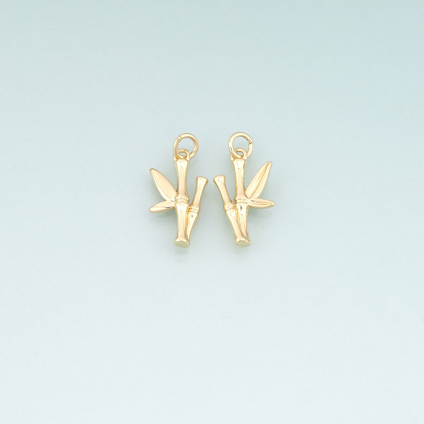 18K Gold Filled Bamboo Pendant,Plant Charm Bracelet Necklace for DIY Jewelry Making Supply