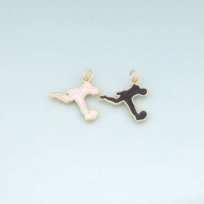 18K Gold Filled Enamel Running Pendant,Athlete Charm Bracelet Necklace for DIY Jewelry Making Supply