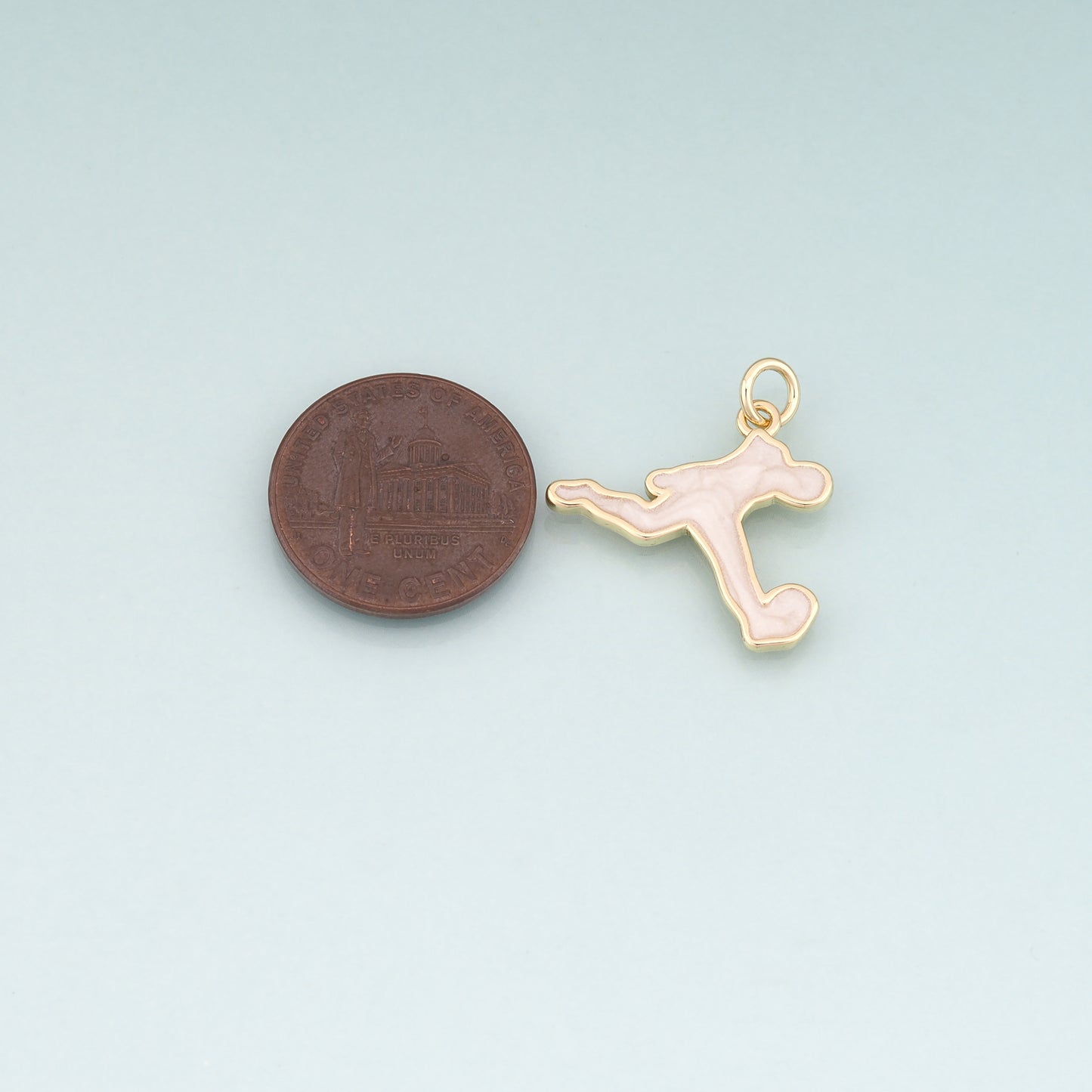 18K Gold Filled Enamel Running Pendant,Athlete Charm Bracelet Necklace for DIY Jewelry Making Supply