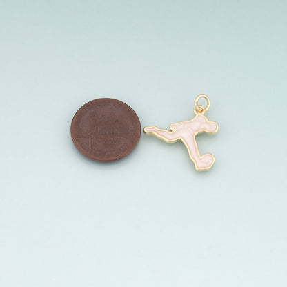 18K Gold Filled Enamel Running Pendant,Athlete Charm Bracelet Necklace for DIY Jewelry Making Supply