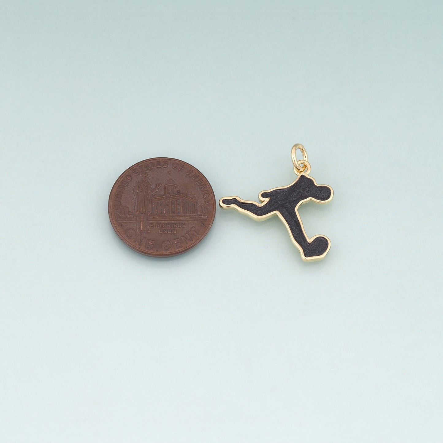 18K Gold Filled Enamel Running Pendant,Athlete Charm Bracelet Necklace for DIY Jewelry Making Supply