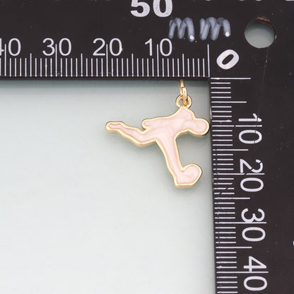 18K Gold Filled Enamel Running Pendant,Athlete Charm Bracelet Necklace for DIY Jewelry Making Supply