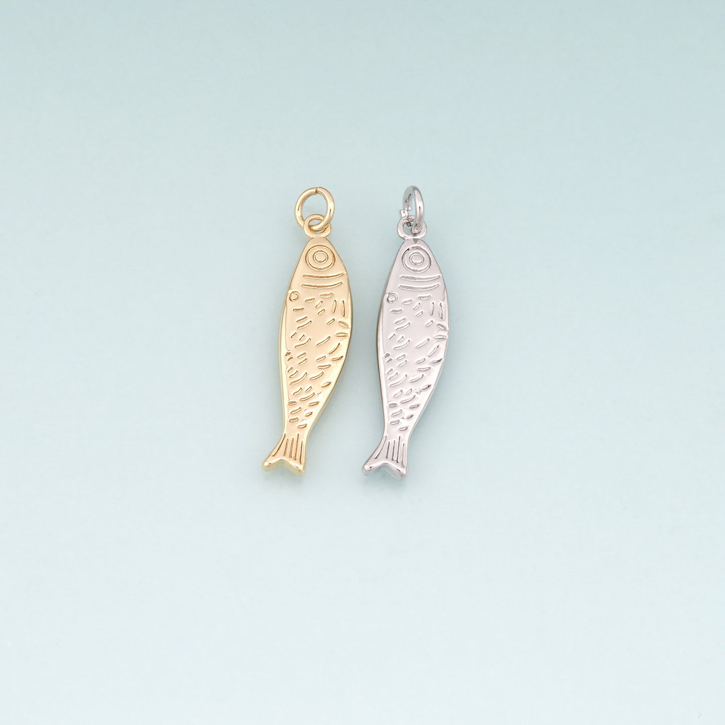 18K Gold Filled Fish Pendant,Ocean Charm Bracelet Necklace for DIY Jewelry Making Supply
