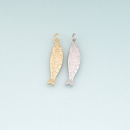 18K Gold Filled Fish Pendant,Ocean Charm Bracelet Necklace for DIY Jewelry Making Supply