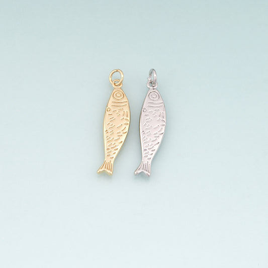 18K Gold Filled Fish Pendant,Ocean Charm Bracelet Necklace for DIY Jewelry Making Supply