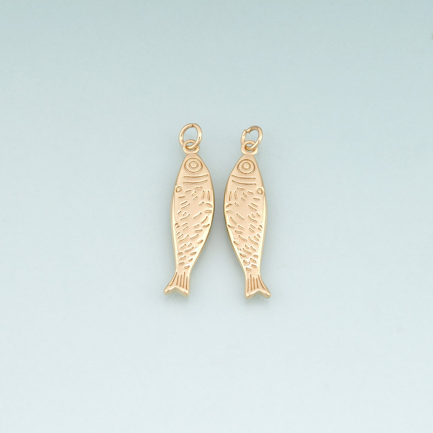 18K Gold Filled Fish Pendant,Ocean Charm Bracelet Necklace for DIY Jewelry Making Supply