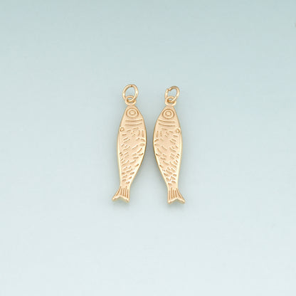 18K Gold Filled Fish Pendant,Ocean Charm Bracelet Necklace for DIY Jewelry Making Supply