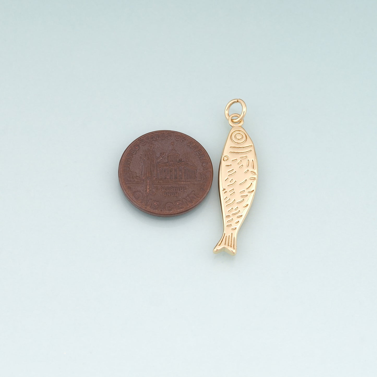 18K Gold Filled Fish Pendant,Ocean Charm Bracelet Necklace for DIY Jewelry Making Supply