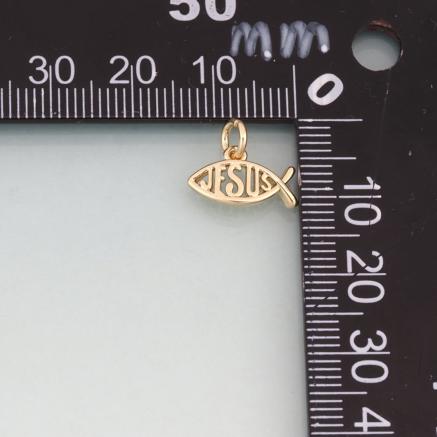 18K Gold Filled Fish Pendant,Jesus Charm Bracelet Necklace for DIY Jewelry Making Supply