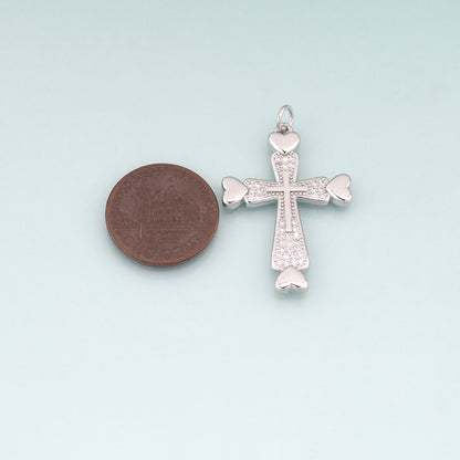 18K Gold Filled Pave CZ Cross Pendant,Religion Charm Bracelet Necklace for DIY Jewelry Making Supply