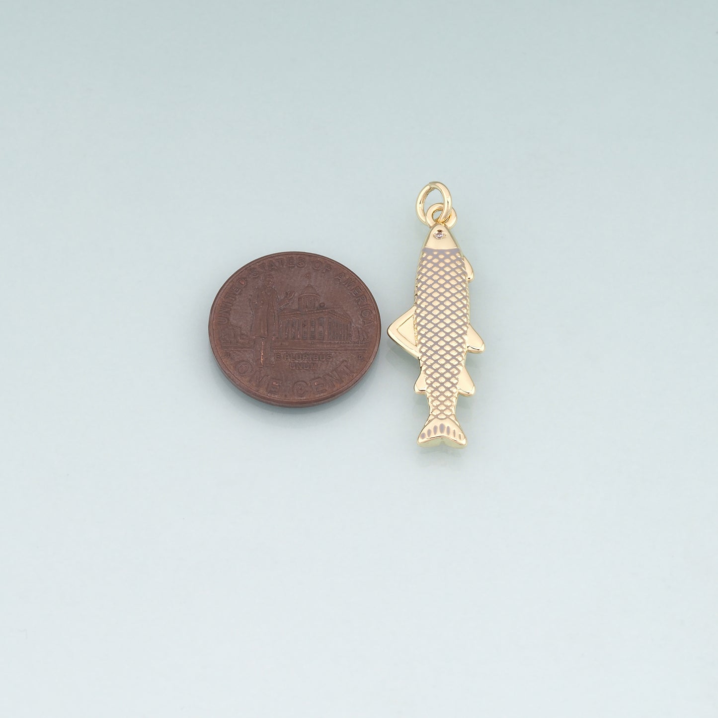 18K Gold Filled Enamel Chum Salmon Pendant,Ocean Charm Bracelet Necklace for DIY Jewelry Making Supply