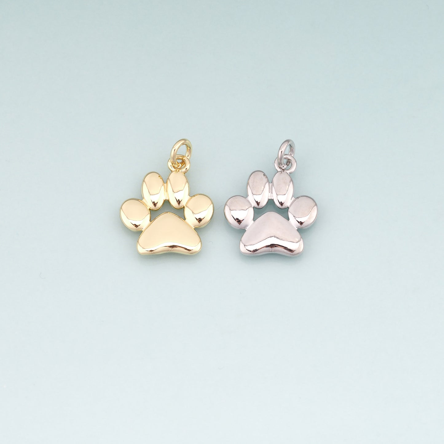 18K Gold Filled Pet Paw Prints Pendant,Cute Charm Bracelet Necklace for DIY Jewelry Making Supply