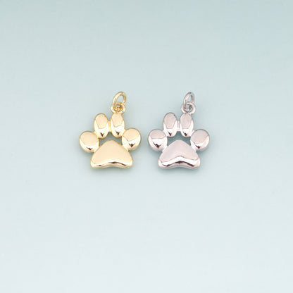 18K Gold Filled Pet Paw Prints Pendant,Cute Charm Bracelet Necklace for DIY Jewelry Making Supply
