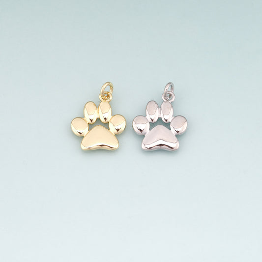 18K Gold Filled Pet Paw Prints Pendant,Cute Charm Bracelet Necklace for DIY Jewelry Making Supply