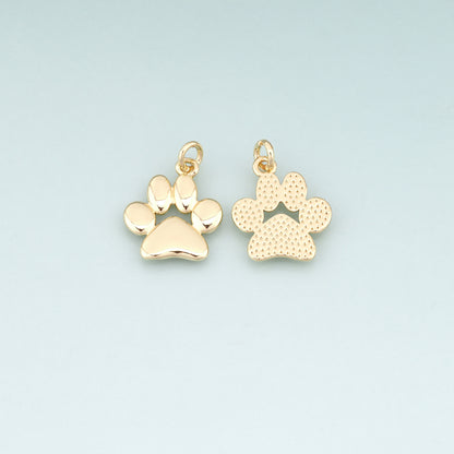 18K Gold Filled Pet Paw Prints Pendant,Cute Charm Bracelet Necklace for DIY Jewelry Making Supply