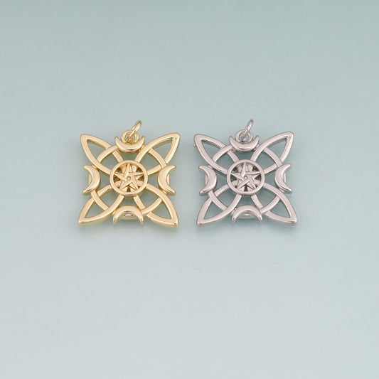 18K Gold Filled Star Compass Pendant,Star Charm Bracelet Necklace for DIY Jewelry Making Supply