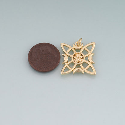 18K Gold Filled Star Compass Pendant,Star Charm Bracelet Necklace for DIY Jewelry Making Supply