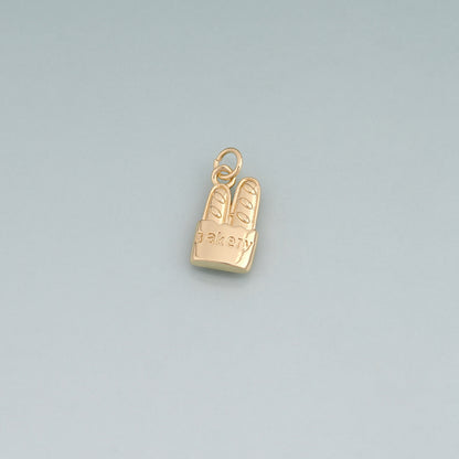 18K Gold Filled Baguette Pendant,French Flair Charm Bracelet Necklace for DIY Jewelry Making Supply