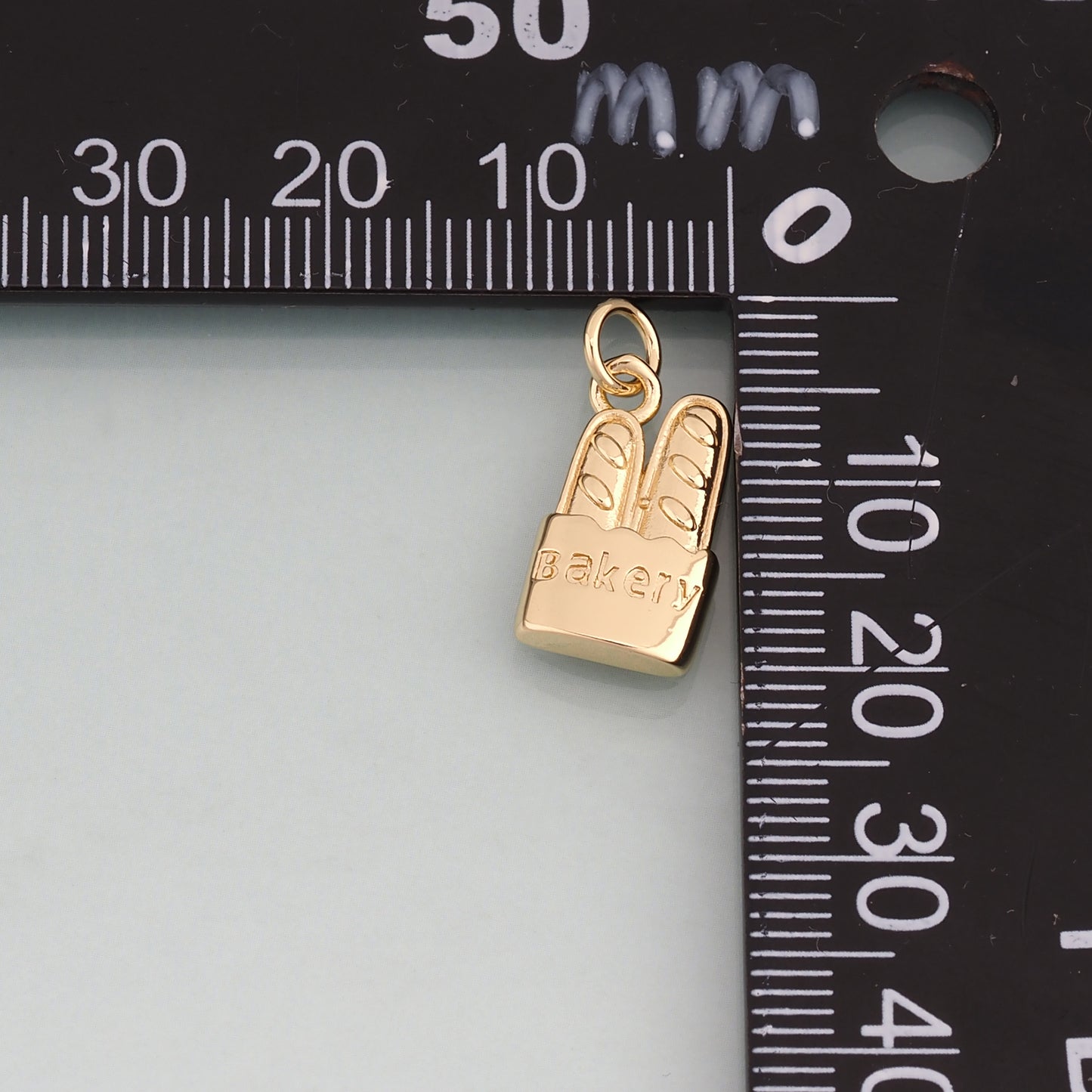 18K Gold Filled Baguette Pendant,French Flair Charm Bracelet Necklace for DIY Jewelry Making Supply