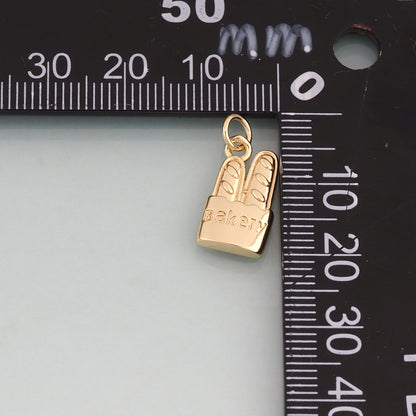 18K Gold Filled Baguette Pendant,French Flair Charm Bracelet Necklace for DIY Jewelry Making Supply