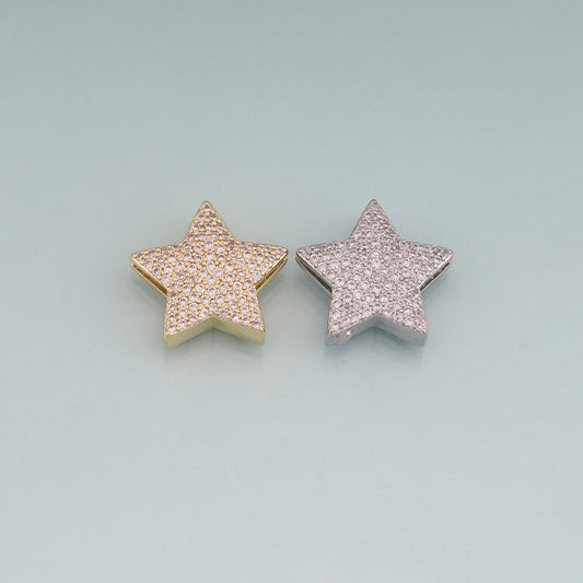 18K Gold Filled Pave CZ Star Spacer Beads,Star Beads Bracelet Necklace for DIY Jewelry Making Supply