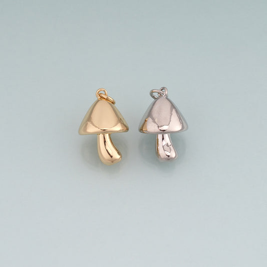 18K Gold Filled Mushroom Pendant,Cute Charm Bracelet Necklace for DIY Jewelry Making Supply