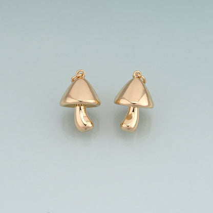 18K Gold Filled Mushroom Pendant,Cute Charm Bracelet Necklace for DIY Jewelry Making Supply