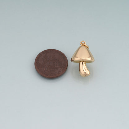 18K Gold Filled Mushroom Pendant,Cute Charm Bracelet Necklace for DIY Jewelry Making Supply