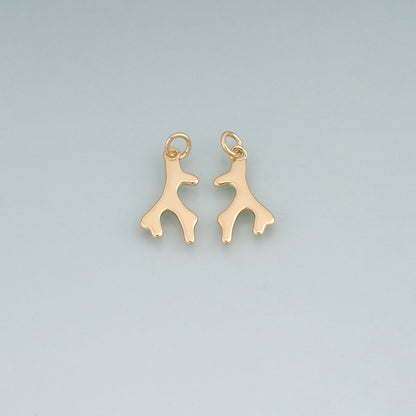 18K Gold Filled Antlers Pendant,Animal Charm Bracelet Necklace for DIY Jewelry Making Supply
