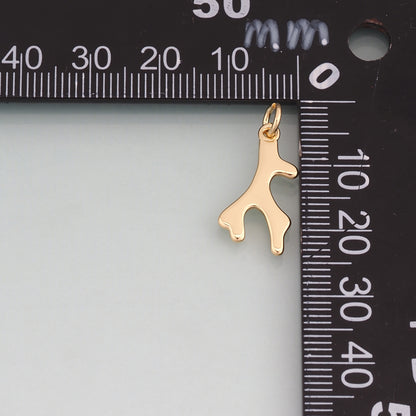 18K Gold Filled Antlers Pendant,Animal Charm Bracelet Necklace for DIY Jewelry Making Supply