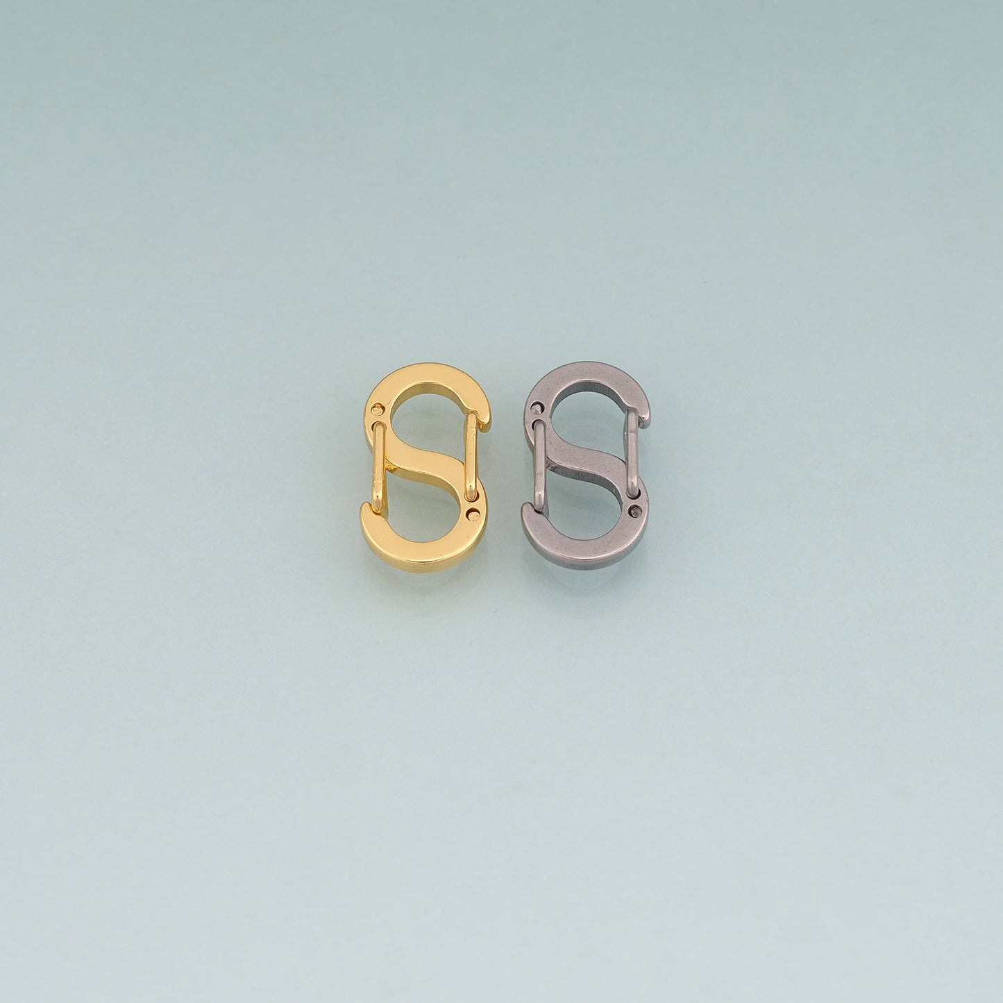 18K Gold Filled S Shaped Double Spring Clasp Pendant,S Shaped Charm Bracelet Necklace for DIY Jewelry Making Supply