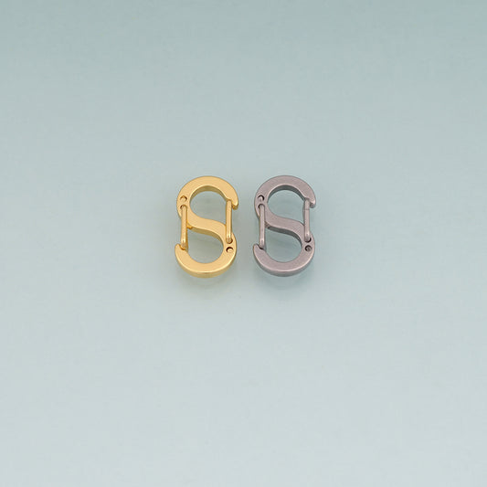 18K Gold Filled S Shaped Double Spring Clasp Pendant,S Shaped Charm Bracelet Necklace for DIY Jewelry Making Supply