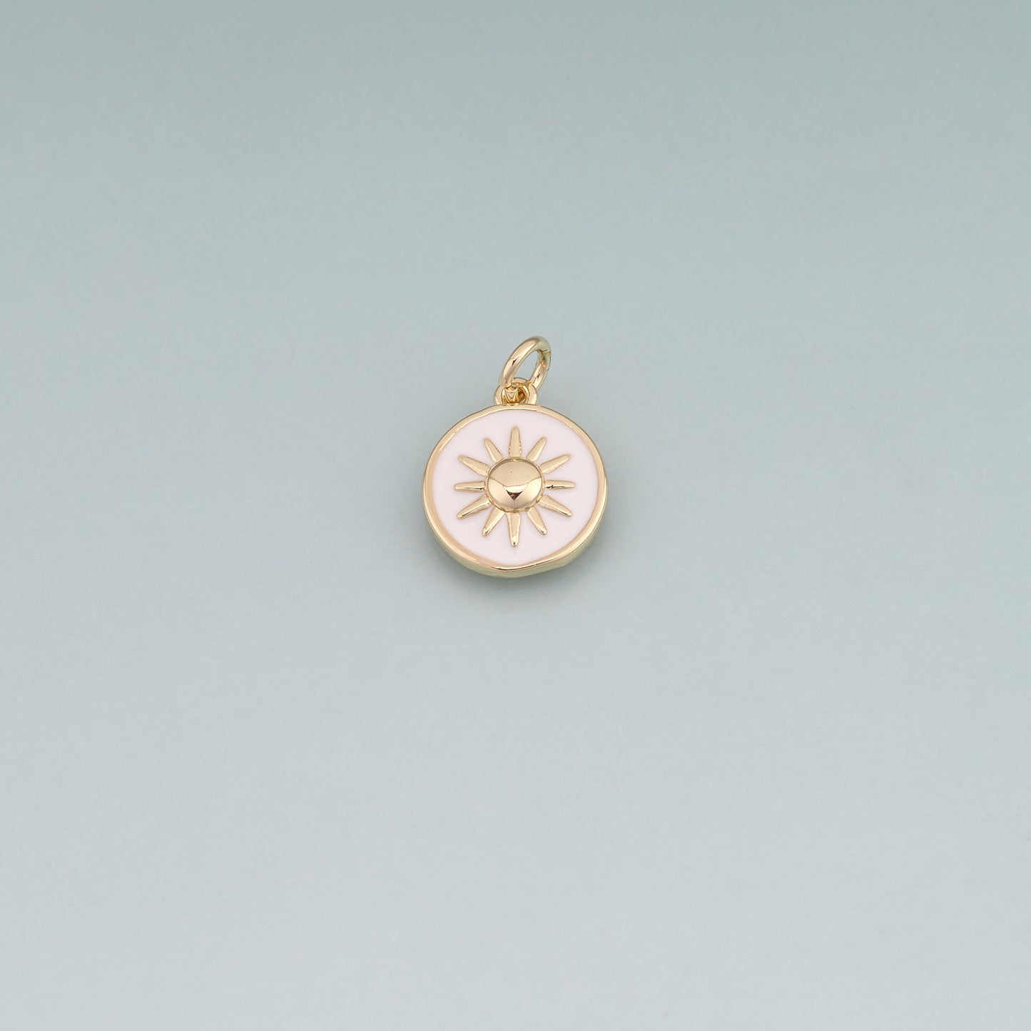 18K Gold Filled Enamel Sun Round Pendant,Sun Charm Bracelet Necklace for DIY Jewelry Making Supply