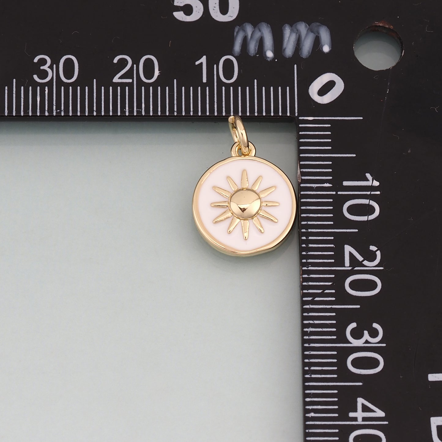 18K Gold Filled Enamel Sun Round Pendant,Sun Charm Bracelet Necklace for DIY Jewelry Making Supply