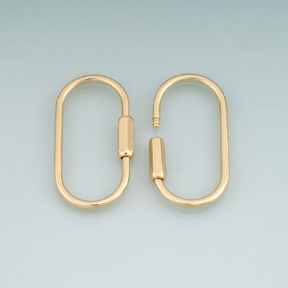 18K Gold Filled Oval Screw Thread Buckle,Oval Charm Bracelet Necklace for DIY Jewelry Making Supply