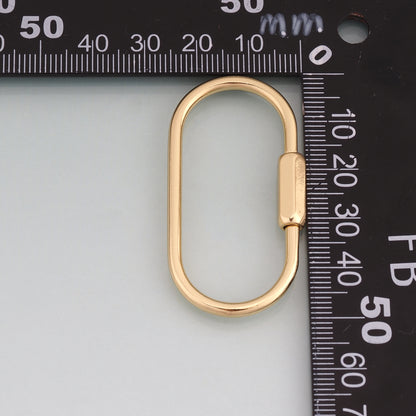 18K Gold Filled Oval Screw Thread Buckle,Oval Charm Bracelet Necklace for DIY Jewelry Making Supply
