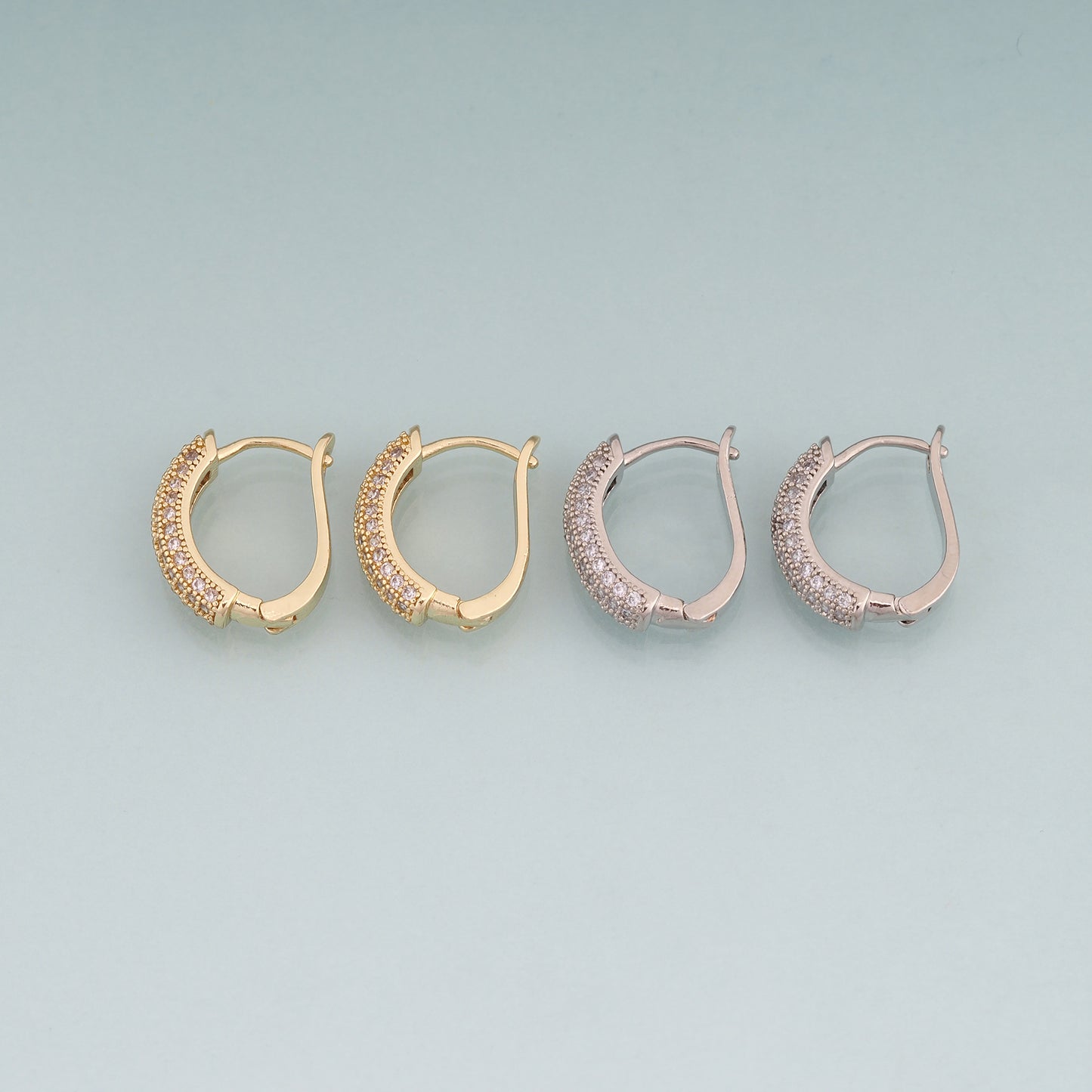 A Pair 18K Gold Filled CZ Arc Hoop Earrings,Arc Hoop Earrings Bracelet Necklace for DIY Jewelry Making Supply