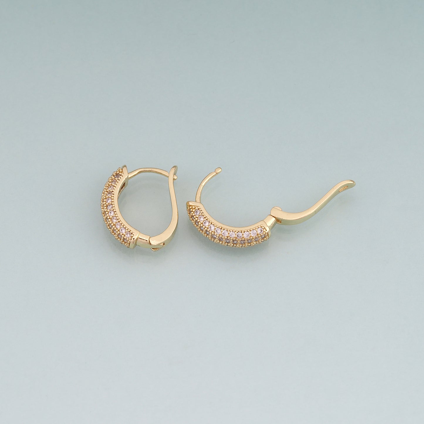 A Pair 18K Gold Filled CZ Arc Hoop Earrings,Arc Hoop Earrings Bracelet Necklace for DIY Jewelry Making Supply