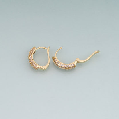A Pair 18K Gold Filled CZ Arc Hoop Earrings,Arc Hoop Earrings Bracelet Necklace for DIY Jewelry Making Supply